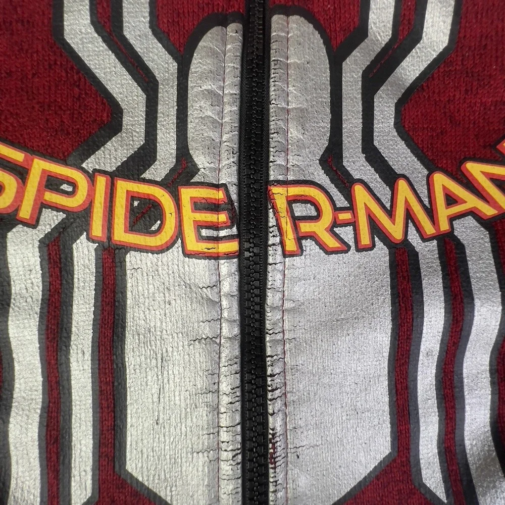 Marvel Spider-Man Homecoming Jacket Kids 7/8 Red Graphic Hooded Fleece‎ Zip